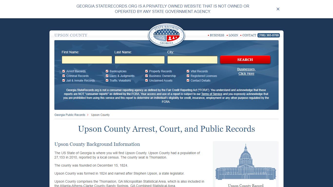 Upson County Arrest, Court, and Public Records